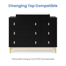 GAP babyGap Legacy 6 Drawer Dresser with Leather Pulls and Interlocking Drawers - Greenguard Gold Certified, Ebony/Natural by TinyTreasures Baby Boutique