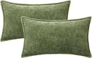 MIULEE Pack of 2 Couch Throw Pillow Covers 12x20 Inch Sage Green Farmhouse Decorative Pillow Covers with Stitched Edge Soft Chenille Solid Dyed Spring Pillow Covers for Sofa Bed Living Room by CozyNest Decor
