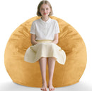 2FT Bean Bag Chair, Comfy Bean Bag Chairs with Memory Foam Filled, Fluffy Beanbag Sofa with Dutch Velvet Cover, Teardrop BeanBag Chairs for Living Room, Playroom - Mustard by TinyTreasures Baby Boutique