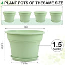 10 Inch Plastic-Flower-Pot-for-Indoor-Plants, 4 Pack Large Outdoor Planter Pot with Drainage Holes & Saucers, Resin Decorative Garden Pots Planters by CozyNest Decor