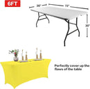 IVAPUPU 2 Pack 6FT Table Cloth for Rectangular Fitted Events Stretch Yellow Table Covers Washable Spandex Tablecloth Protector for Party, Wedding, Cocktail, Banquet, Festival by CozyNest Decor