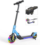 Electric Scooter for Kids Ages 6-12， Max Speed 6.5MPH, max Range 6Miles， with Acceleration Throttle and Electronic Brake， Foldable and Height Adjustable Kids Electric Scooter by TinyTreasures Baby Boutique
