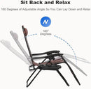 Nazhura Set of 2 Relaxing Recliners Patio Chairs Adjustable Steel Mesh Zero Gravity Lounge Chair Beach Chairs with Pillow and Cup Holder Khaki (Brown) by CozyNest Decor