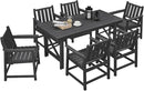 7 Pieces HDPE Outdoor Dining Set, Patio Dining Set with Umbrella Hole, All Weather Outdoor Dining Table Sets for 6, HDPE Patio Furniture Sets for Deck, Backyard, Lawn, and Poolside, Obsidian by CozyNest Decor