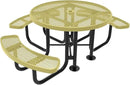 Coated Outdoor Furniture Heavy-Duty Portable ADA-Compliant Outdoor Picnic Table with Umbrella Hole, Expanded Metal Patio Dining Furniture Made in America (46" Round Top, Textured Sand) by CozyNest Decor