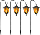 Dynaming 4 Pack Solar Flame Hanging Lights Outdoor, Solar Flickering Flame LED Garden Lanterns with 4 x 38 Inch Shepherd Hooks, Landscape Lighting Waterproof for Lawn Patio Yard Pathway Driveway by GreenHaven Gardens