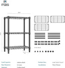 750 lbs 3 Tier Shelf Metal Storage Shelves Wire Rack Closet Organizers for Garage Kitchen Bathroom Laundry Black 11.8" D x 25.6" W x 31.5" H by CozyNest Decor