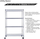 48"x24"x72" Chrome Premium Metal Steel Wire Shelving 4-Tier NSF 3200 LBS MAX Capacity Heavy Duty Storage Rack for Garages, Commercial Spaces, Hospitals, & Schools w/Premium Wheels by CozyNest Decor