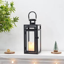 TRIROCKS Metal Candle Lantern 12'' High Decorative Outdoor Lantern Hanging Lantern with Tempered Glass for Christmas Home Decor Living Room Parties Events Tabletop Indoors Outdoors (Black Matte) by CozyNest Decor
