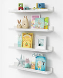 Forbena 24 Inch White Floating Shelves for Wall Set of 4, Wood Nursery Book Shelves for Kids Bedroom, Long Picture Ledge Shelf with Lip for Living Room Bathroom Office and Baby Wall Bookshelf by TinyTreasures Baby Boutique