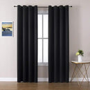 ChrisDowa Grommet Blackout Curtains for Bedroom and Living Room - 2 Panels Set Thermal Insulated Room Darkening Curtains (Black, 52 x 84 Inch) by CozyNest Decor