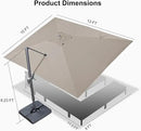 PURPLE LEAF 10' X 13' Patio Umbrella Large Rectangle Outdoor Aluminum Cantilever Umbrella with 3-Year Fade Resistance Recycled Fabric and 360-degree Rotation for Deck Pool Garden, Ash Mocha by GreenHaven Gardens