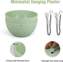 8 inch Small Hanging Planters Plant Pots for Indoor Outdoor Plants, 2 Pack Hanging Flower Pots with Drainage Holes and Chain for Garden Porch, Plastic Hanging Baskets for House Plants, Green by CozyNest Decor