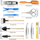 Andiker Mini Garden Tool Set, 12pcs Portable Gardening Hand Tools Set, Multiple Miniature Succulent Tools Set Easy to Carry for Seedlings, Bonsai, Succulents, Terrariums and Planting by GreenHaven Gardens