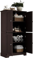 ChooChoo Bathroom Floor Cabinet, Modern Bathroom Storage Cabinet with 4 Doors and Adjustable Shelves, Freestanding Cupboard for Living Room, Espresso by CozyNest Decor