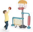 Costzon 3-in-1 Toddler Basketball Hoop & Soccer Goal Stand, Basketball Stand with Adjustable Height, Indoor & Outdoor Activity Center Basketball & Soccer for Kids by TinyTreasures Baby Boutique