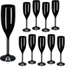 XUWAIDSGN Acrylic Champagne Flutes Toasting Glasses Unbreakable Mimosa Bar Reusable Wine Glasses Vintage Champagne Flutes Stemmed Drinking Cups 5.4 OZ for Christmas Birthday (10, Black) by CozyNest Decor