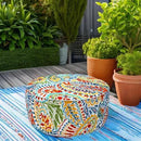 LVTXIII Indoor/Outdoor Inflatable Ottoman, All Weather Round Footrest Stool D21”x H9”, Portable for Patio Garden Camping or Home-Paisley Ummi Multi by CozyNest Decor