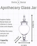 Large Glass Apothecary Jars with Lid, Clear Glass Candy Jar for Candy Buffet, Decorative Glass Jar for Party, Wedding and Home Decor, Elegant Glass Candy Canister (Height: 15", Diameter: 6.3") by CozyNest Decor