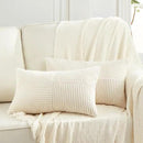 Fancy Homi 2 Packs Cream Lumbar Decorative Throw Pillow Covers 16x32 Inch for Living Room Couch Bed Sofa, Rustic Farmhouse Boho Home Decor, Soft Striped Corduroy Rectangle Accent Cushion Case 40x80 cm by CozyNest Decor