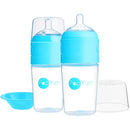 PopYum 9 oz Blue Anti-Colic Formula Making/Mixing/Dispenser Baby Bottles, 2-Pack with