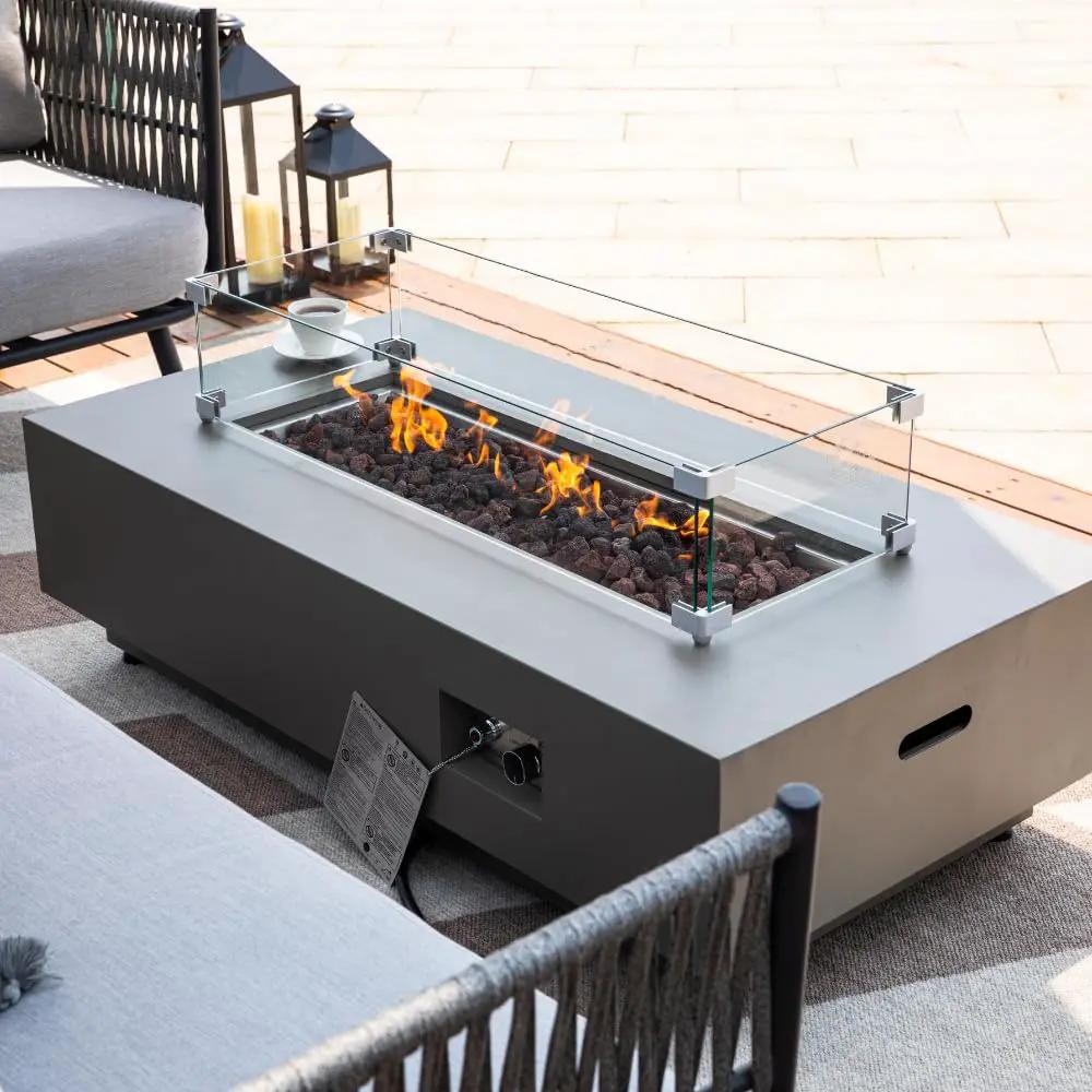 Westwood 50” Propane Fire Pit Smokeless Firepit Converts to Outdoor Gas Fire Pit for Outside Patio Firepit Table Includes Windscreen Rain & Tank Cover Lava Rocks Lid CSA Certified, photo 4 of 6