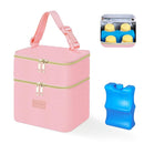 PIIOSER Breast Milk Storage Cooler Bag with Ice Pack, Fits 4 Baby Bottles Up to 5 Ounce, Small Insulated Breastmilk Cooler Travel Bag with Handle Buckle for Nursing & Working Mom Daycare(Pink-XS) by TinyTreasures Baby Boutique