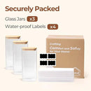 ComSaf 2 Qt Rectangle Glass Storage Containers with Lids, Glass Jars with Bamboo Lids, Clear Food Jar, Square Canister Set of 3, Pantry Organizers and Storage for Flour Pasta Coffee Bean by CozyNest Decor