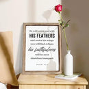 Christian Decor Signs, Framed Wall Plaque Sign 15 * 11.5 inches, Religious Home Decor, Inspirational Christian Gift for Him, He will Cover You with His Feathers Sign by CozyNest Decor