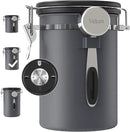 Veken Coffee Canister, Airtight Stainless Steel Kitchen Food Storage Container with Date Tracker and Scoop for Grounds Coffee, Beans, Tea, Flour, Cereal, Sugar, Cookies Jars, 22OZ Gray by CozyNest Decor