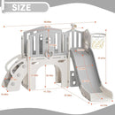 YUFU 8 in 1 Toddler Slide Set, Kids Slide for Toddlers Age 1-3, Toddler Playset with Climber, Basketball Hoop and Ball, Outdoor Indoor Playground for Toddlers 1-3 (Beige+Gray) by TinyTreasures Baby Boutique