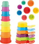 Bath Toys, 14 PCS | Safe & Educational Stacking Cups and Spoons with Numbers | Mold Free & Easy Grip Bath Toys for Baby and Toddler | Bathtub Water Toys with Early Learning Color & Shape Recognition by TinyTreasures Baby Boutique