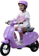 Kids Motorcycle, 2 Wheel Electric Motorcycle for Girls Ages 8-14, 24V Ride on Toys with Music, Story, Headlight, 3 Speed Options, Up to 60min Ride Time, for Riders up to 143 lbs, Easy Assemble, Purple by TinyTreasures Baby Boutique
