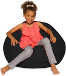 Posh Creations Bean Bag Chair Round EPS Filled Seat for Toddlers and Kids, Comfy Chair for Children, Large 38 Inch, Nylon - Solid Black by TinyTreasures Baby Boutique