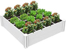 Raised Garden Bed Kit 4'x4' Outdoor Above Ground Planter Box for Growing Vegetables Flowers Herbs, DIY Gardening, Whelping Pen and More, Screwless White Vinyl Garden Bed with Grid by GreenHaven Gardens