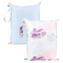 Tiny Twinkle Mess-Proof Waterproof Wet Dry Bag | 2-Pack Reusable Wet Bags for Swimsuits & Baby Clothes | Leakproof Wet Bag for Travel & Diaper Changes for Baby (Cotton Candy) by TinyTreasures Baby Boutique