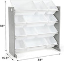 Humble Crew Kids Toy Storage Organizer with 12 Plastic Bins, Grey/White – Removable Bins for Playroom, Bedroom, Toddler Furniture for Boys and Girls Ages by TinyTreasures Baby Boutique