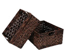 Rectangular Woven Water Hyacinth Basket,Dark Storage Basket With Inside Handle Shelves Kitchen Office Desk (Set of 2) by GreenHaven Gardens