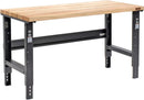 Global Industrial Adjustable Height Workbench C-Channel Leg, 60" W x 30" D, 1-3/4" Birch Top with Square Edge, 2000 Lbs. Capacity, Black Frame, Industrial Workbench by GreenHaven Gardens