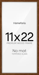 Homeforia 11x22 Newspaper Frame Brown, High End Dark Oak 11 x 22 Picture Frame Wood without Mat, 22x11 Wooden Walnut Poster Frames for Wall, 11 by 22 Display Frames, Tempered Glass, Wall Kit, Set of 1 by CozyNest Decor