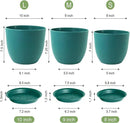 Flower Pots 10/9/8 inch, Set of 3 Modern Decorative Plastic Planters with Drainage Holes and Tray for House Plants Indoor Flowers Plants, Plant Pots for Indoor Outdoor Plants, Blue Green by GreenHaven Gardens