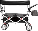 Creative Outdoor Push Pull Folding Wagon for Cargo | Beach Park Garden Sports & Camping | Black with Canopy by GreenHaven Gardens