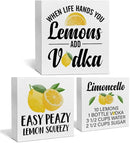 Summer Lemons Decor for Home Farmhouse Lemon Themed Tiered Tray Decor 3 Pcs Lemon Decorative Wood Box Signs Table Desk Shelf Kitchen Decoration by CozyNest Decor
