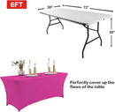 IVAPUPU 2 Pack 6FT Table Cloth for Rectangular Fitted Events Stretch Fuchsia Table Covers Washable Cover Spandex Tablecloth Protector for Party, Wedding, Cocktail, Banquet, Festival by CozyNest Decor