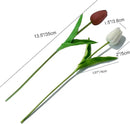 Mandy's Artificial Tulips 20 Stems White and Brown PU Faux Flowers for Wedding Home Decor 13.5 Inch by CozyNest Decor