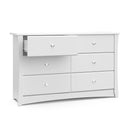 Storkcraft Crescent 6 Drawer Double Dresser (White) – GREENGUARD Gold Certified, Nursery Dresser for Kids Bedroom by TinyTreasures Baby Boutique