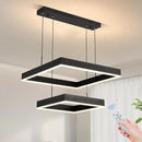 Modern Led Rectangle Chandelier for Dining Room, Dimmable Black Modern Chandelier with Remote, Adjustable Foyer Lighting Fixture by CozyNest Decor