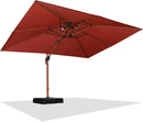 PURPLE LEAF 9' X 12' Double Top Deluxe Wood Pattern Rectangle Patio Umbrella Offset Hanging Umbrella Outdoor Market Umbrella Garden Umbrella, Brick Red by GreenHaven Gardens
