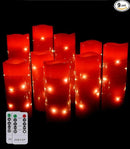 danip red flameless Candle, Built-in Star Cluster, 9 LED Candles, 11 Button Remote Control, 24-Hour Cycle Timer, Flashing Flame, Real Wax, Battery Powered. (Starry Sky Series) by CozyNest Decor
