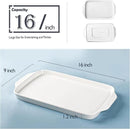 Dizada Large Serving Platter with Handles, 16" x 9" Porcelain Serving Tray, White Rectangular Platters for Entertaining & Serving Food, Serving Trays for Party, Appetizer, Charcuterie - Set of 3 by CozyNest Decor